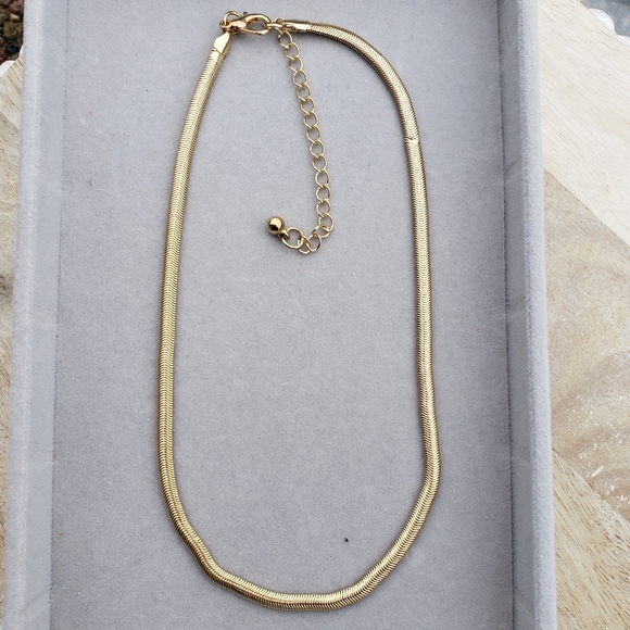 15. Gold Plated Herringbone Necklace with Lobster Clasp - Picture 5 of 7